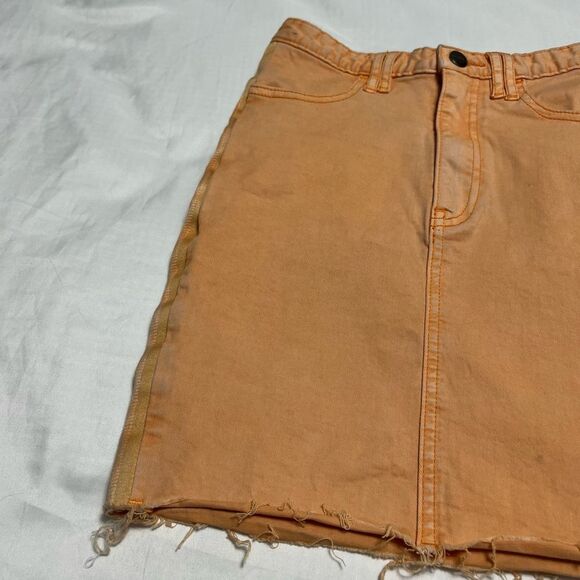 NXP Nena and Pasadena Orange Tangerine Denim Jean Skirt Raw Hem Size Extra Small - Picture 5 of 15